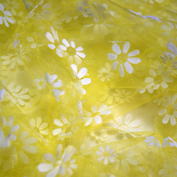 Sparkling Tulle Flocked Blossom lemon-snow