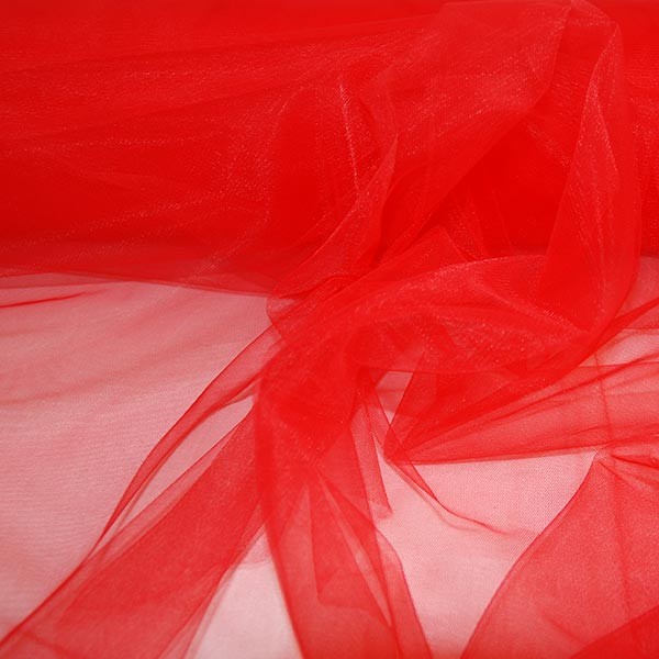 Tulle Remnant No. 1615 (Fine Tulle Mary, bright red)