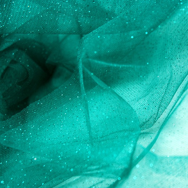 Tulle Remnant No. 1649 (Sparkling Tulle Glitter Space, deep mint-deep mint)