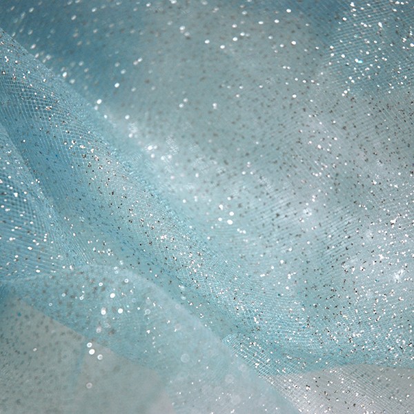 Tulle Remnant No. 1584 (Sparkling Tulle Glitter Dream, light blue-silver)