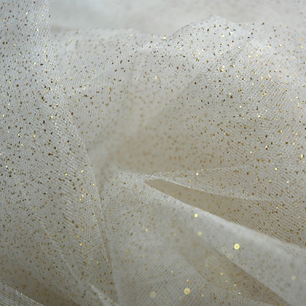 Tulle Remnant No. 1582 (Sparkling Tulle Glitter Dream, silk-gold)