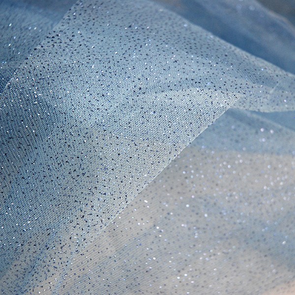 Tulle Remnant No. 1586 (Sparkling Tulle Glitter Space, light blue-iris)